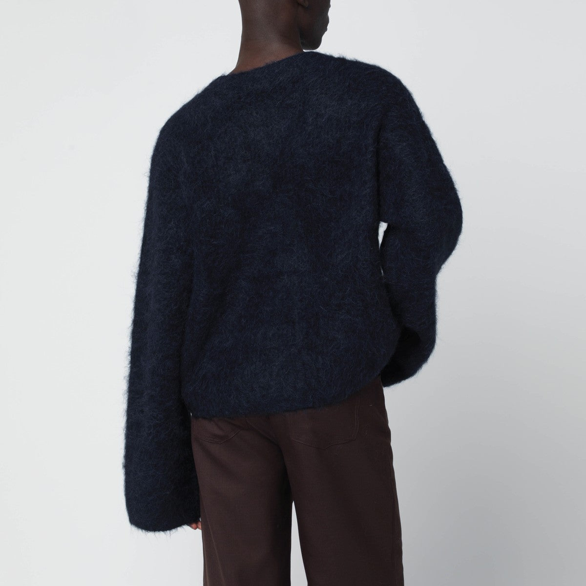 Séfr Lee blue cardigan in textured alpaca yarn Séfr