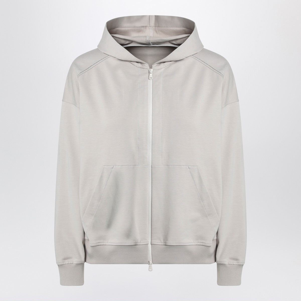 Brunello Cucinelli Beige cotton zip hoodie Brunello Cucinelli