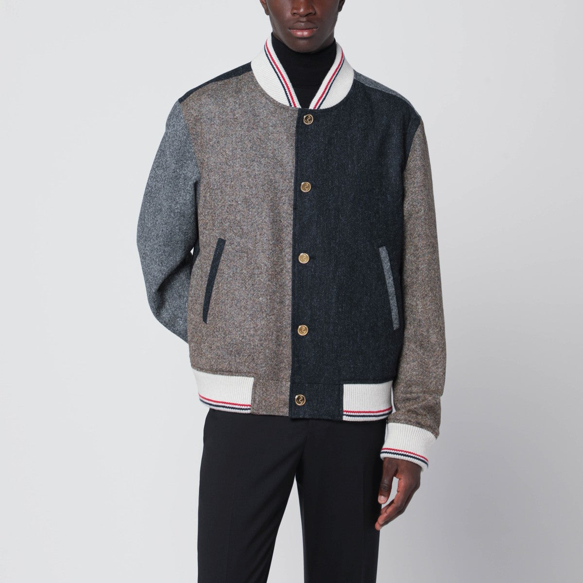 Thom Browne Colour-block wool bomber jacket Thom Browne