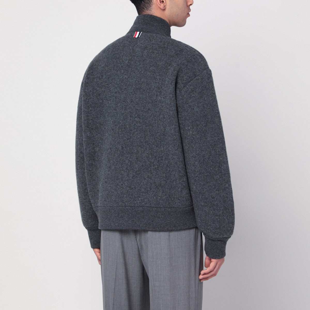 Thom Browne Grey wool zip-up cardigan Thom Browne