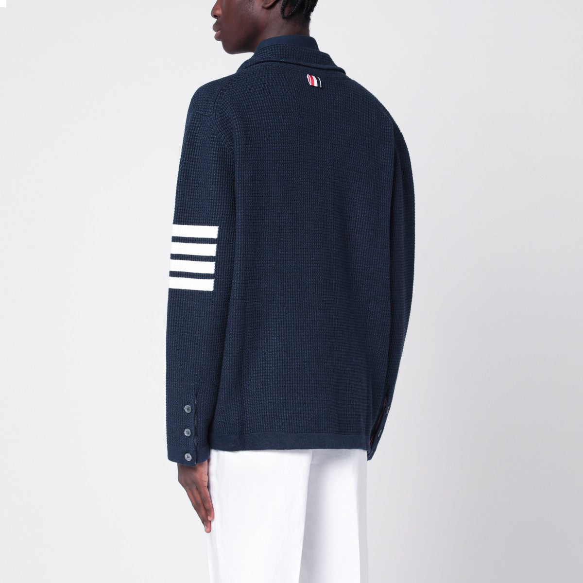 Thom Browne Blue linen blend cardigan Thom Browne