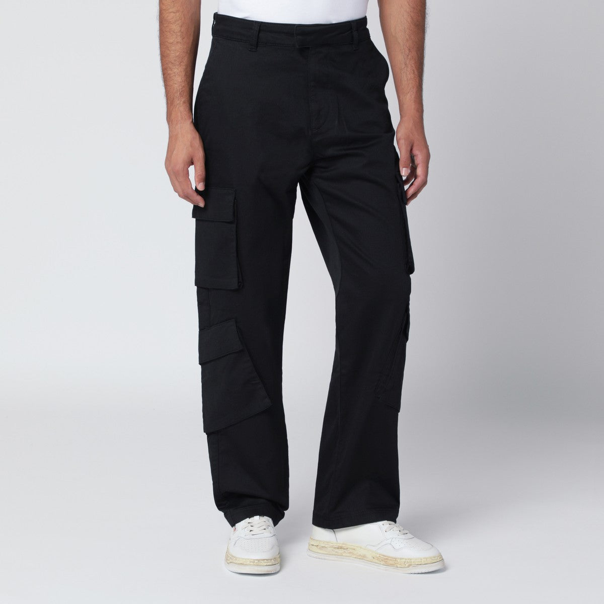 Represent Black cotton cargo trousers Represent