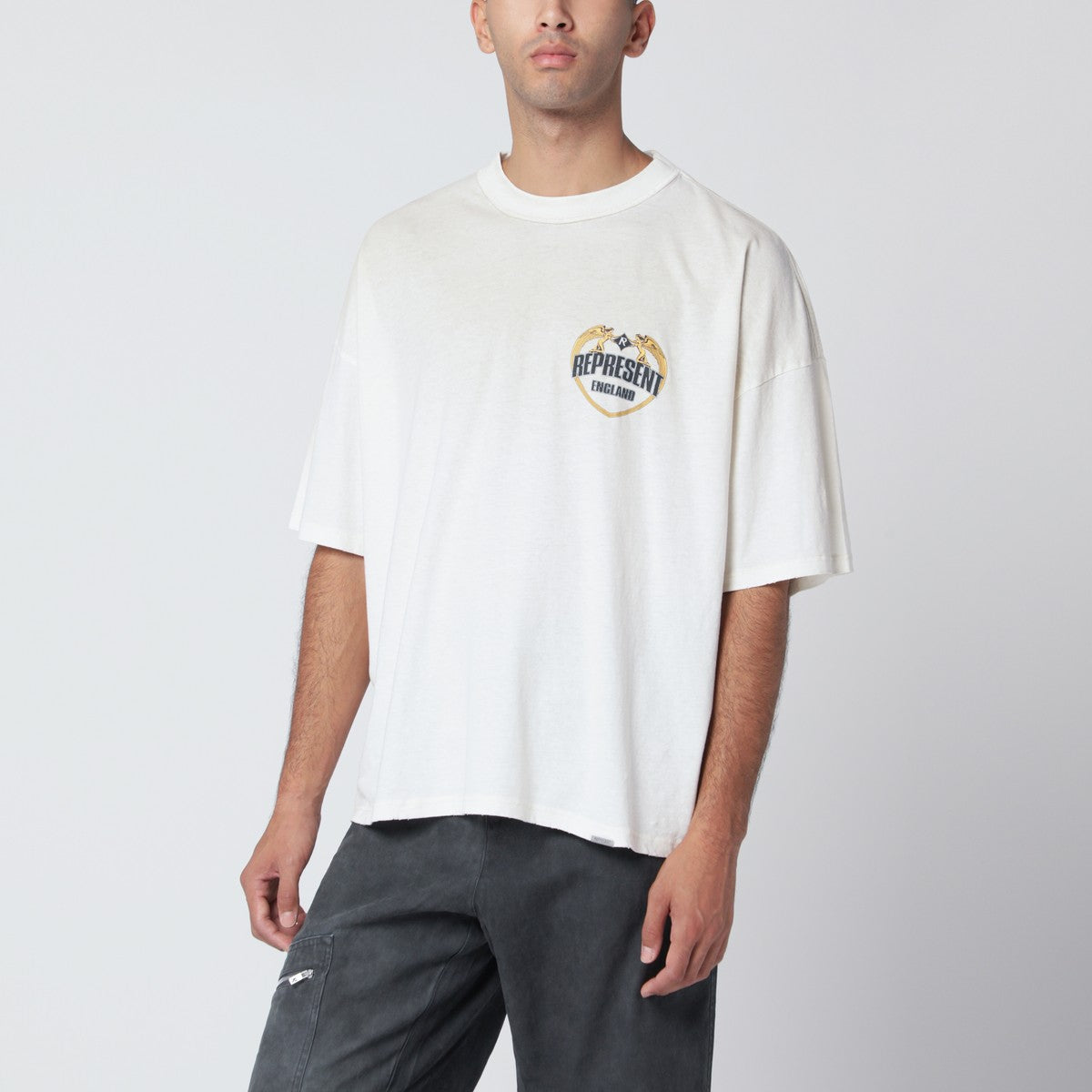Represent Écru cotton-blend T-shirt Represent