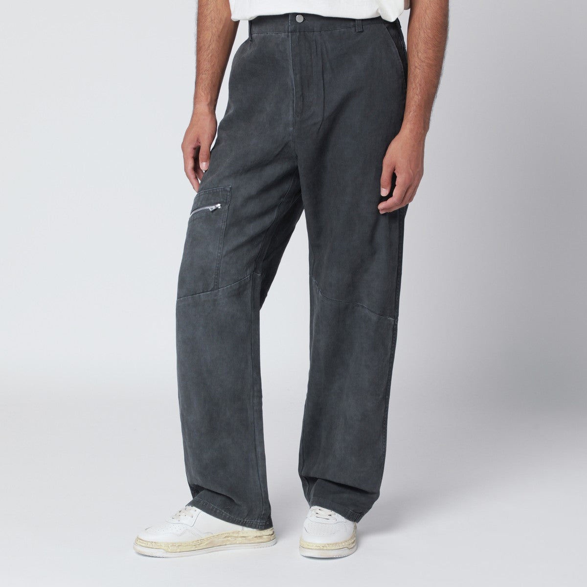 Represent Washed-effect black cotton trousers Represent