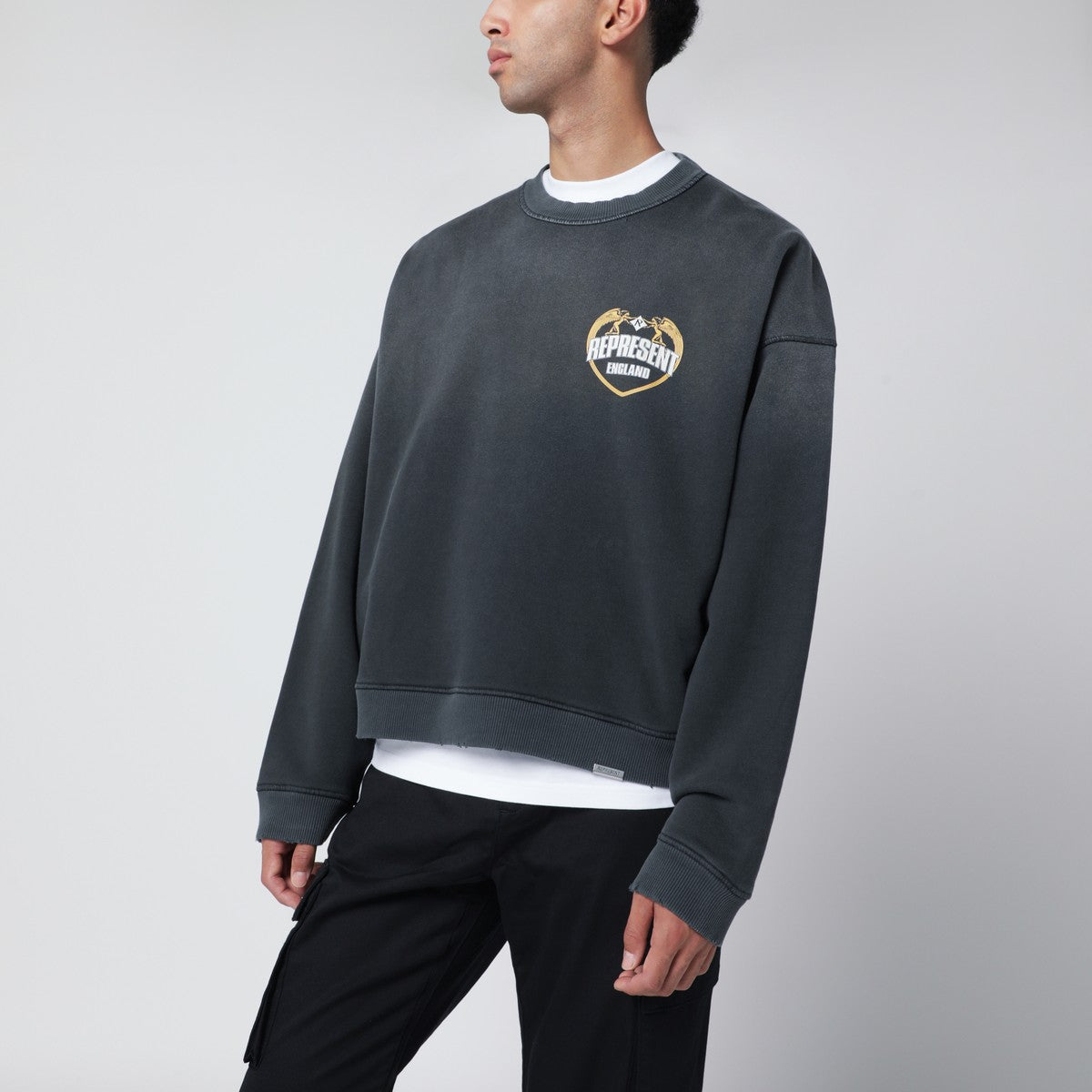 Represent Washed-effect black cotton sweatshirt Represent