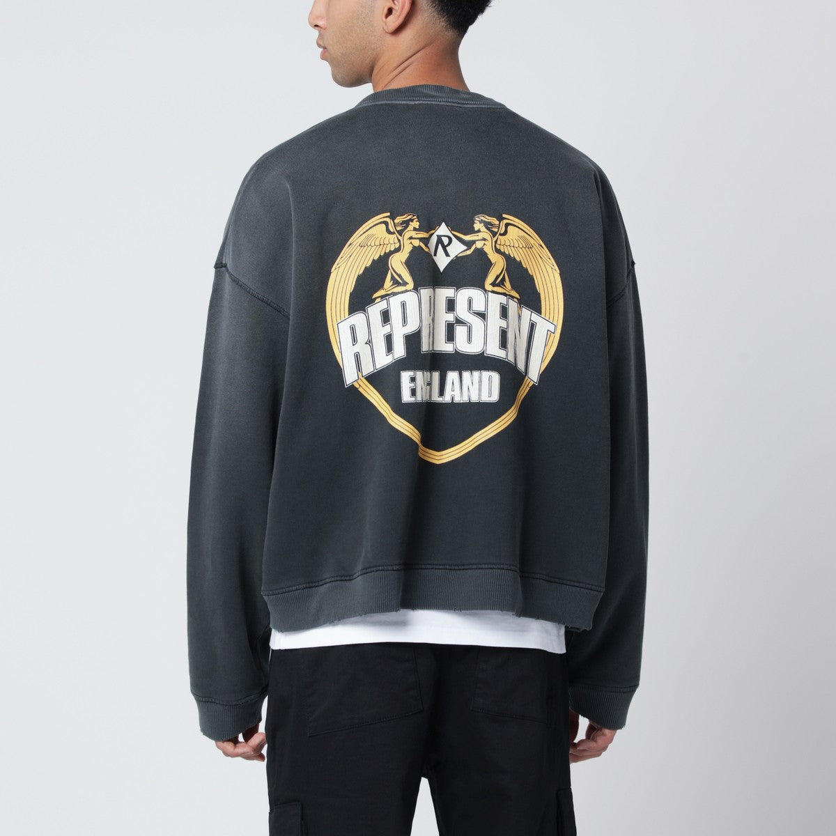 Represent Washed-effect black cotton sweatshirt Represent