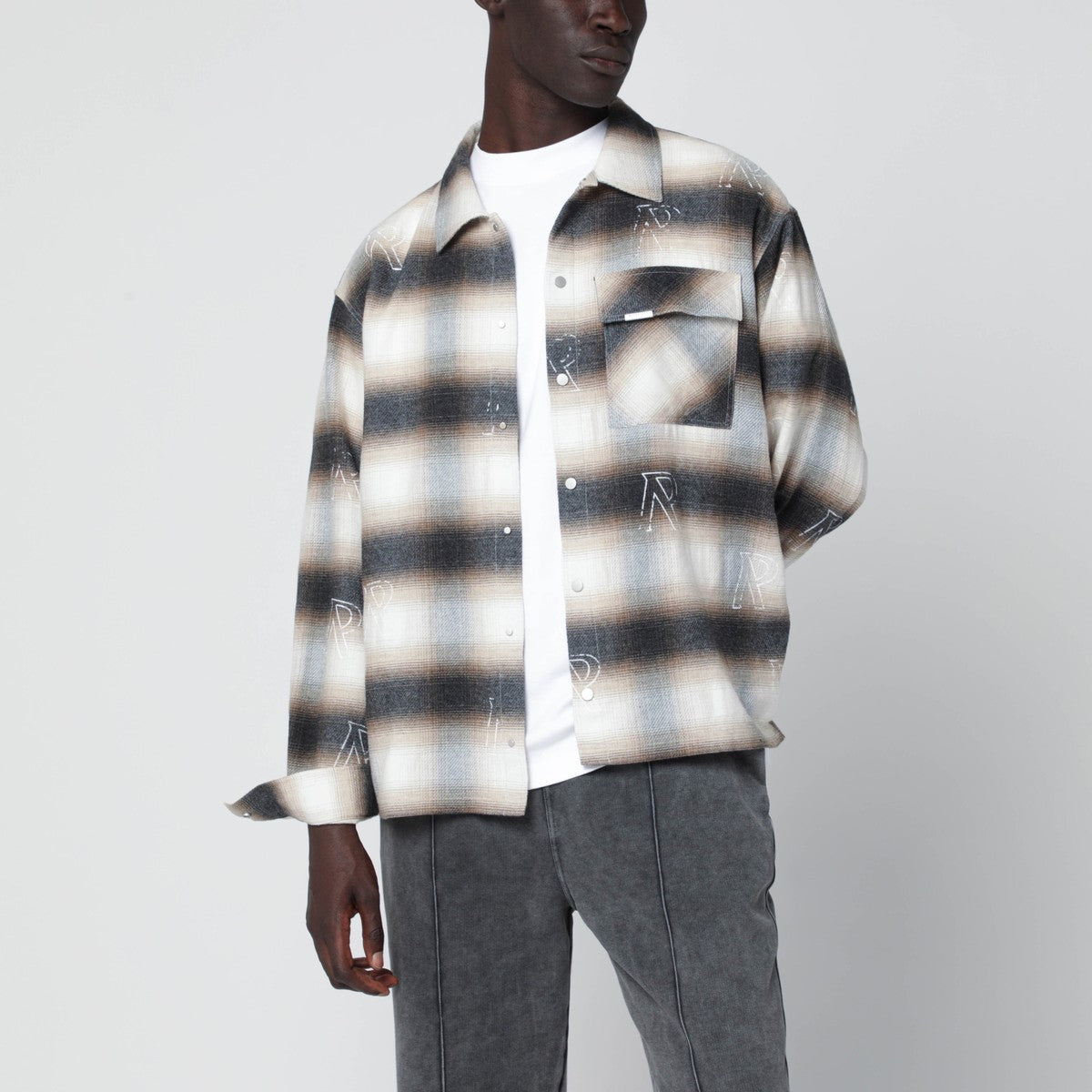 Represent Milk-colored flannel checked shirt Represent