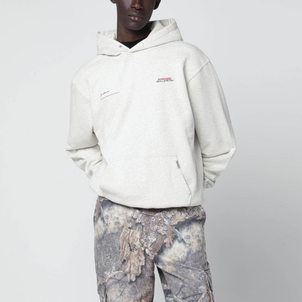 Represent Cream cotton hoodie with logo Represent