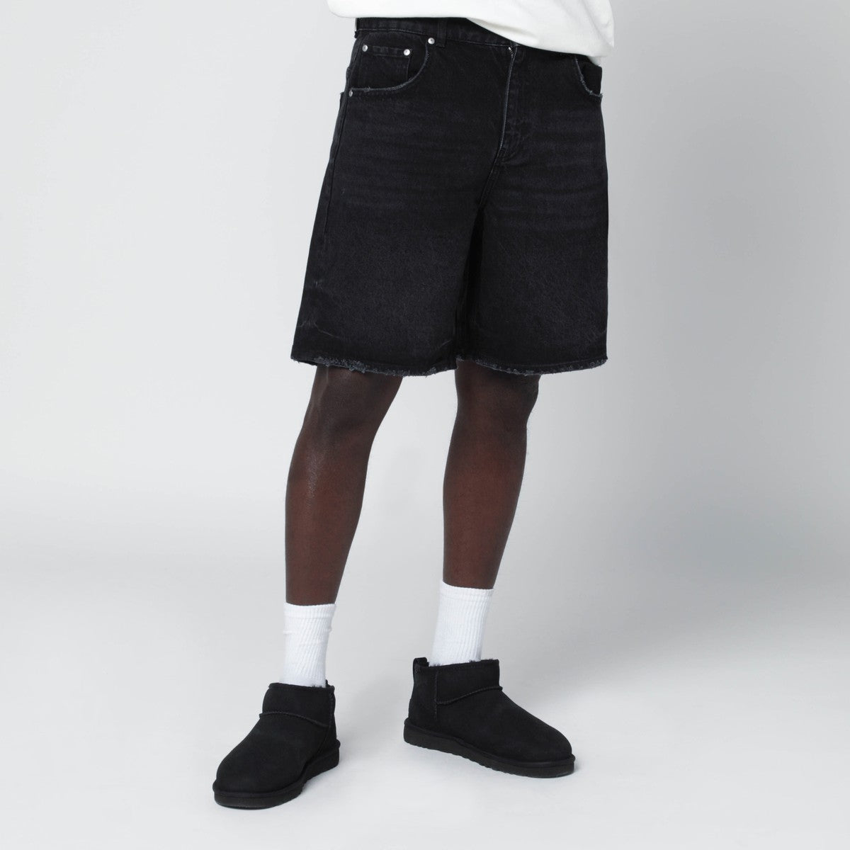 Represent Black denim Bermuda shorts Represent