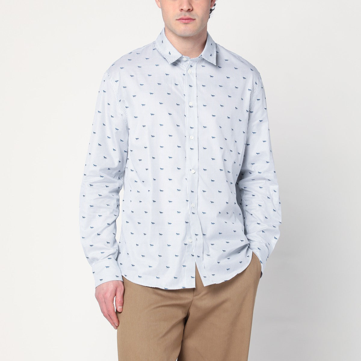 Maison Kitsuné Striped shirt with logos Maison Kitsuné