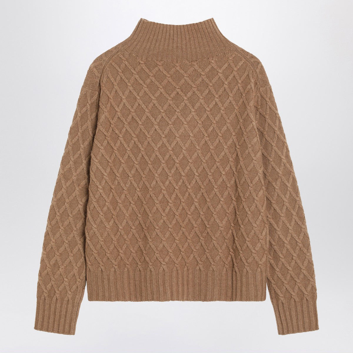 Max Mara Camel cable knit turtleneck jumper Max Mara