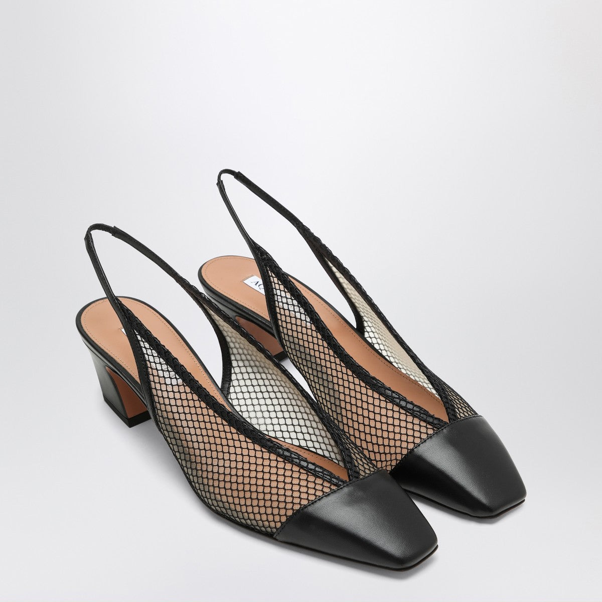 Aquazzura Margot black slingbacks in mesh and leather Aquazzura