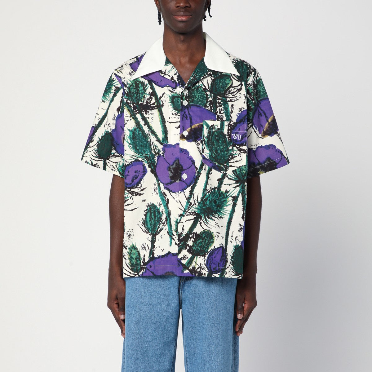 Wales Bonner Highlife bowling shirt with purple print Wales Bonner