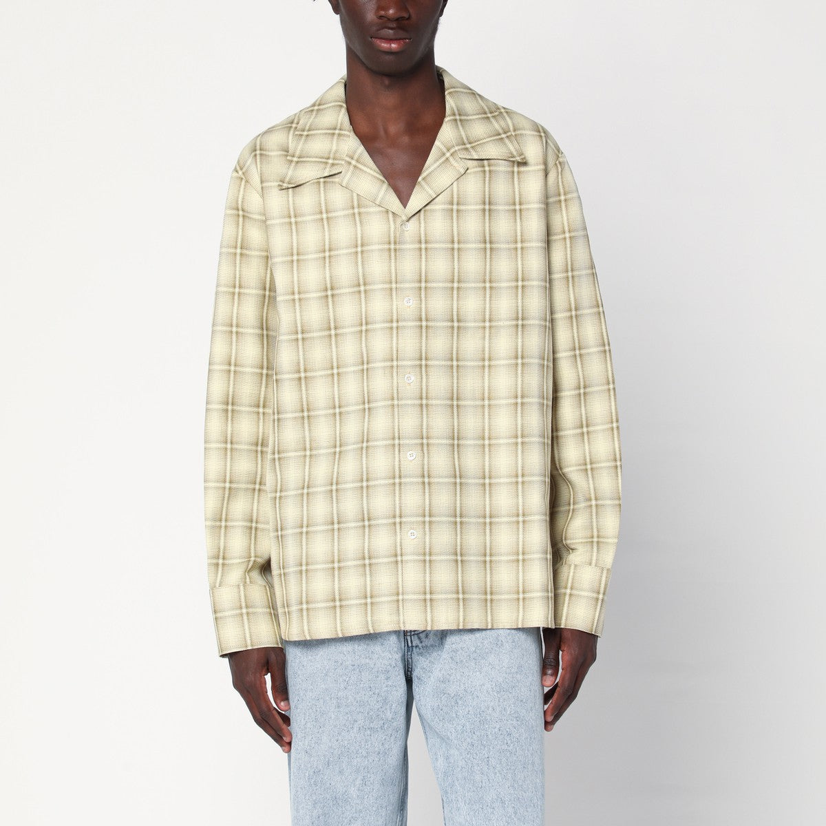 Séfr Ignacio check pattern shirt in cotton and linen Séfr