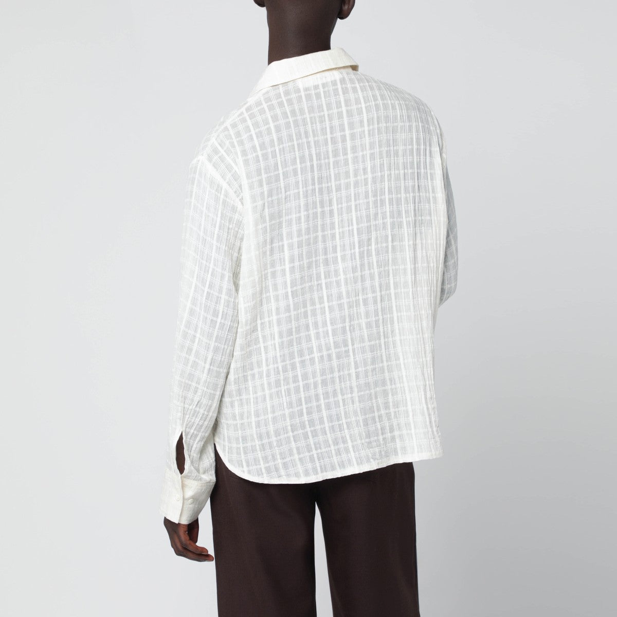 Séfr Ignacio white cotton and linen checked shirt Séfr