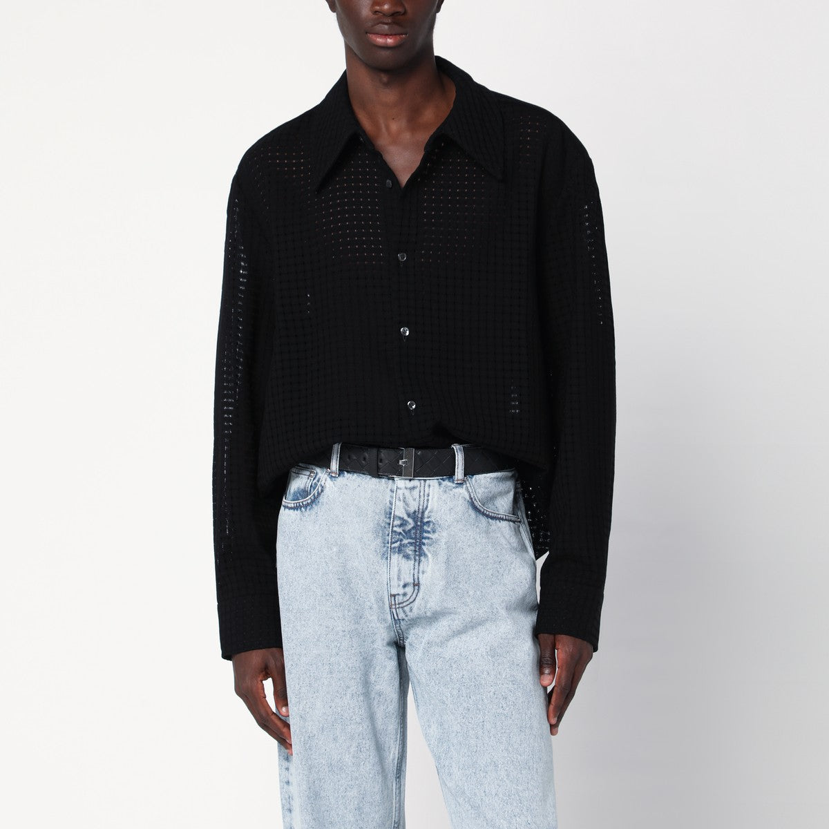 Séfr Black Wes shirt in mesh cotton Séfr