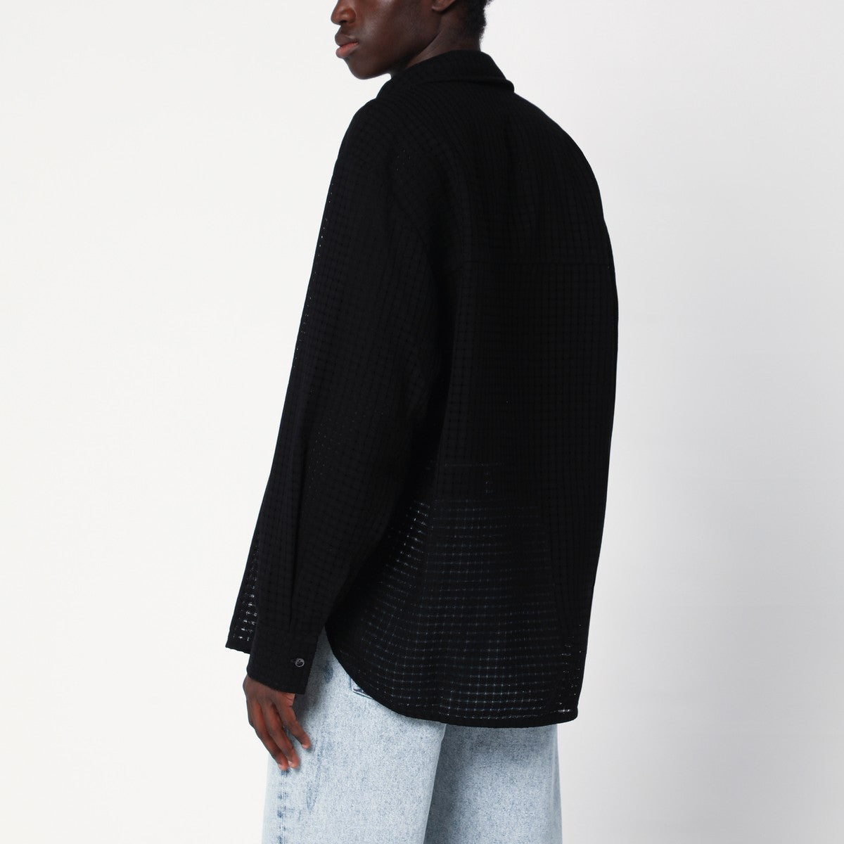 Séfr Black Wes shirt in mesh cotton Séfr