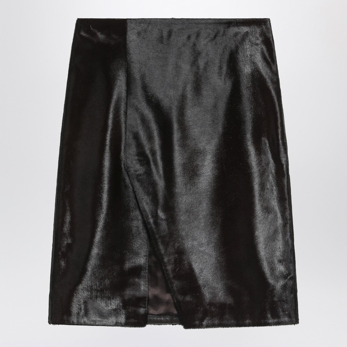 LouLou De Saison Brown Myra skirt in pony-effect leather LouLou De Saison