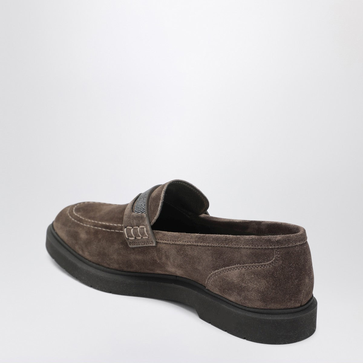 Brunello Cucinelli Penny loafer in brown leather with monile detail Brunello Cucinelli