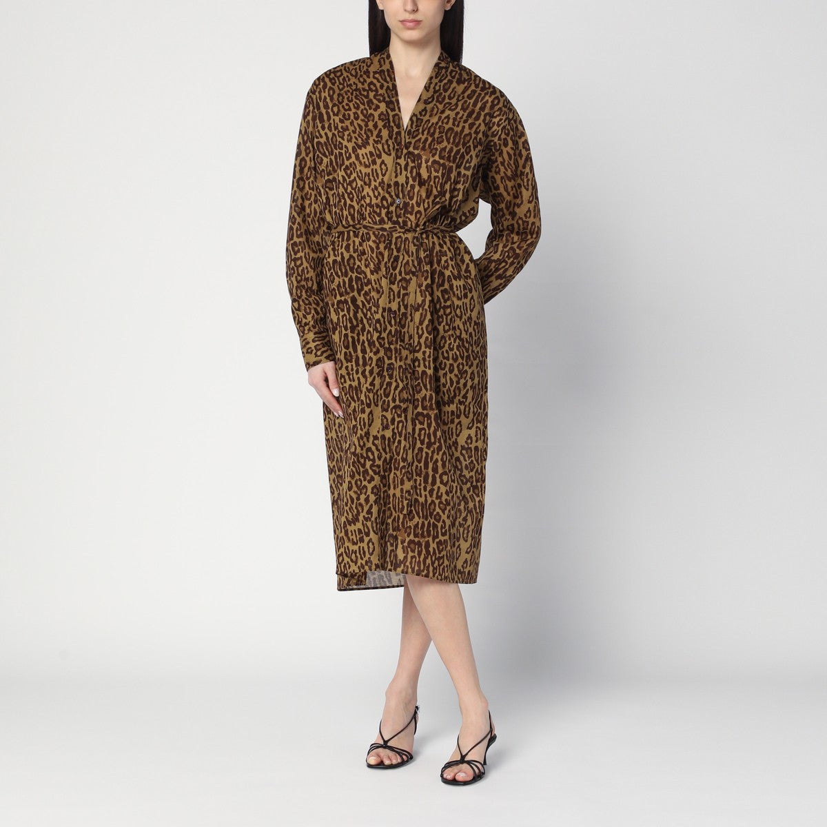 6397 Leopard-print shirt dress in cotton voile 6397