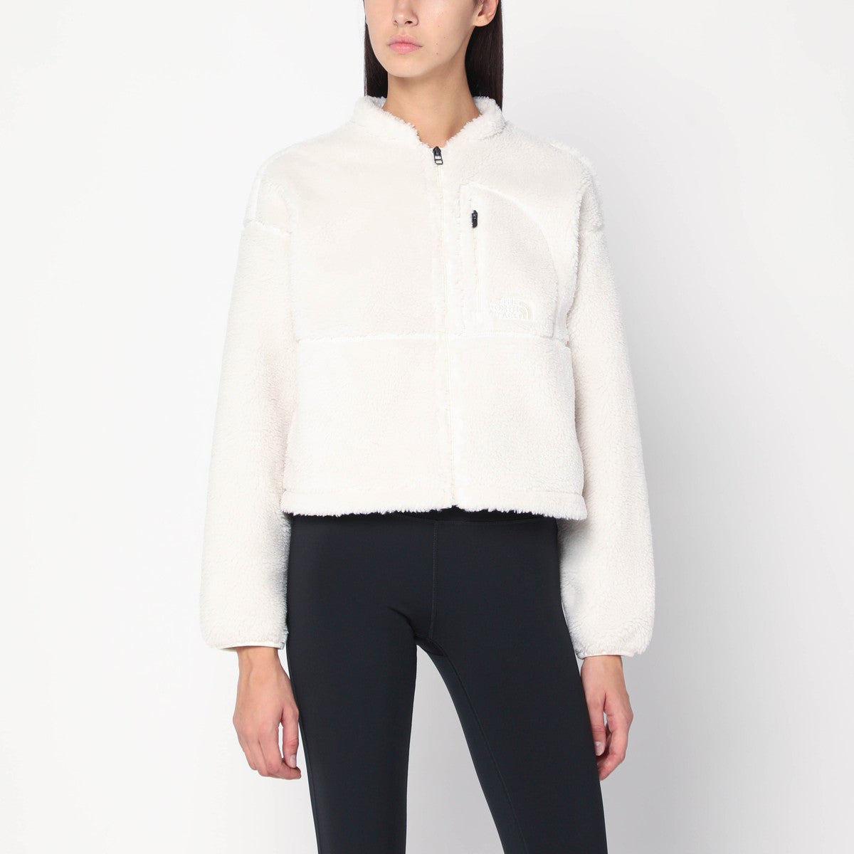 The North Face White cropped zip-up fleece The North Face
