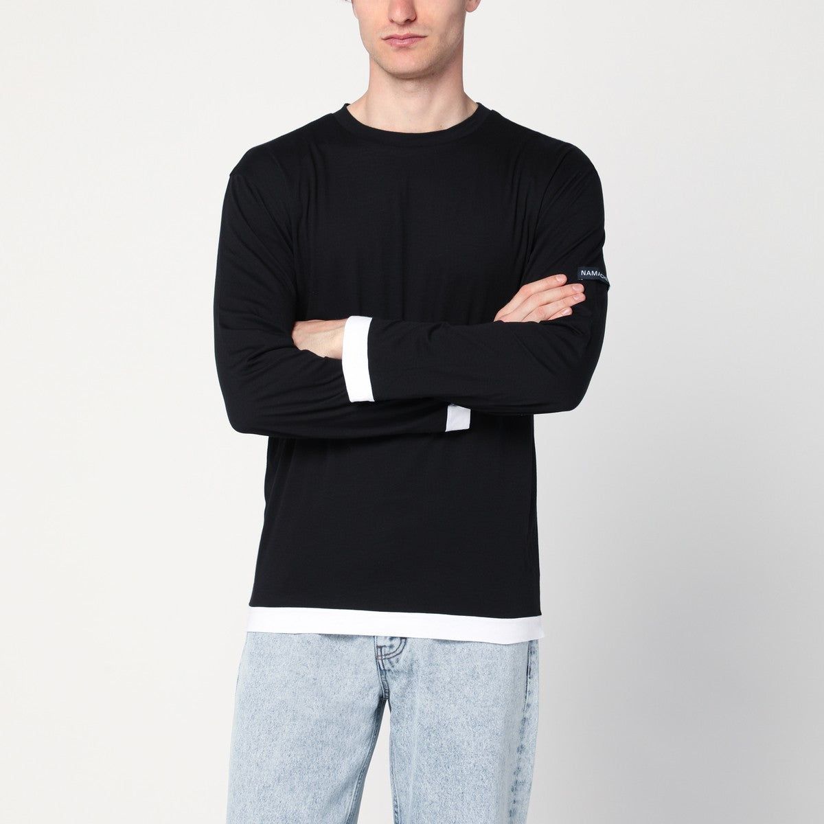 NAMACHEKO Black/white cotton knit shirt NAMACHEKO