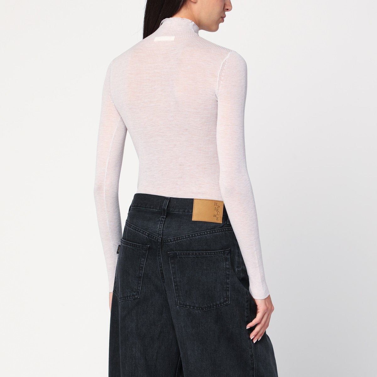 6397 Ivory semi-sheer turtleneck 6397
