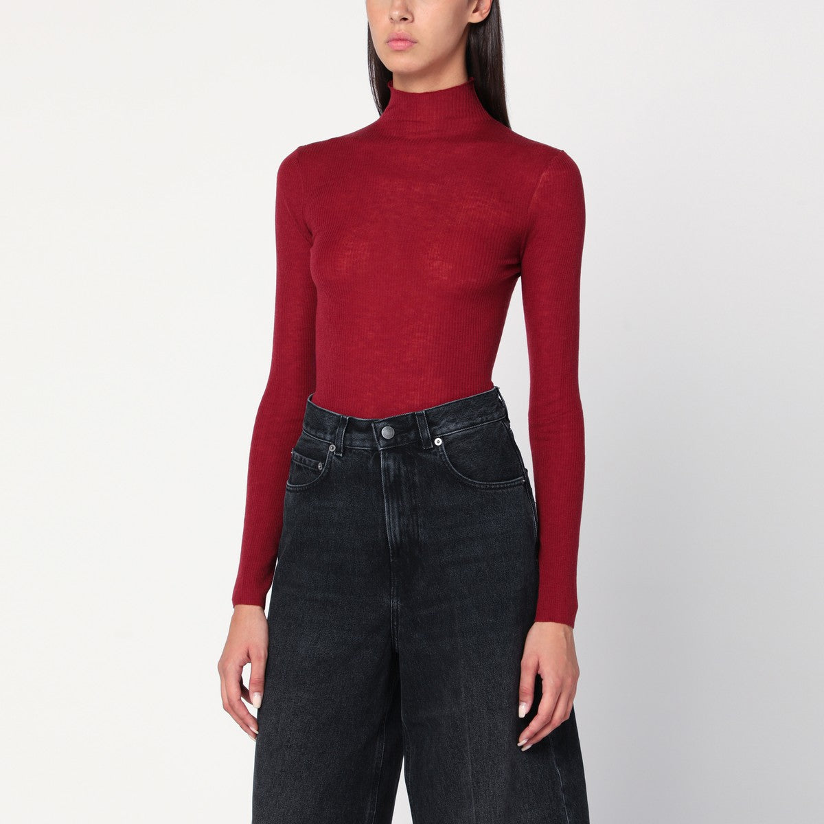 6397 Bordeaux semi-sheer turtleneck 6397