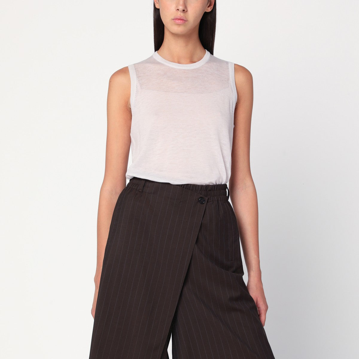 6397 Ivory semi-sheer tank top 6397