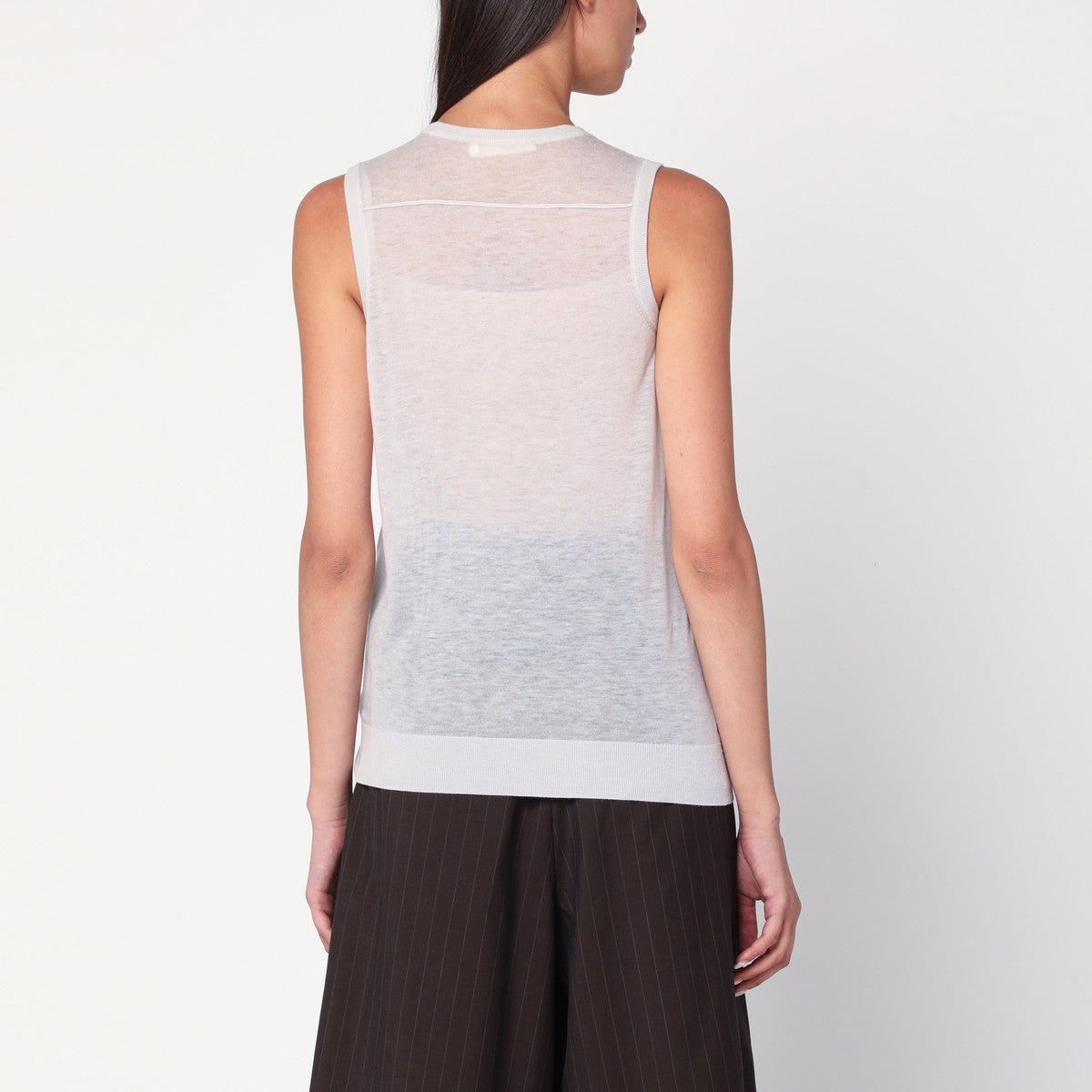 6397 Ivory semi-sheer tank top 6397