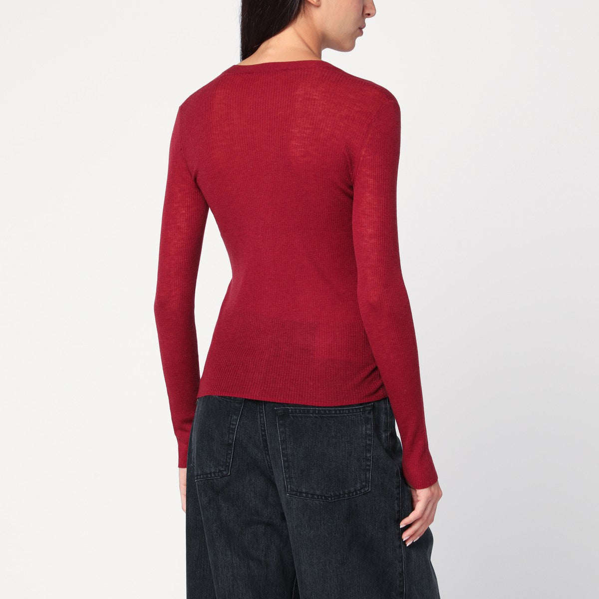 6397 Bordeaux semi-sheer knit cardigan 6397