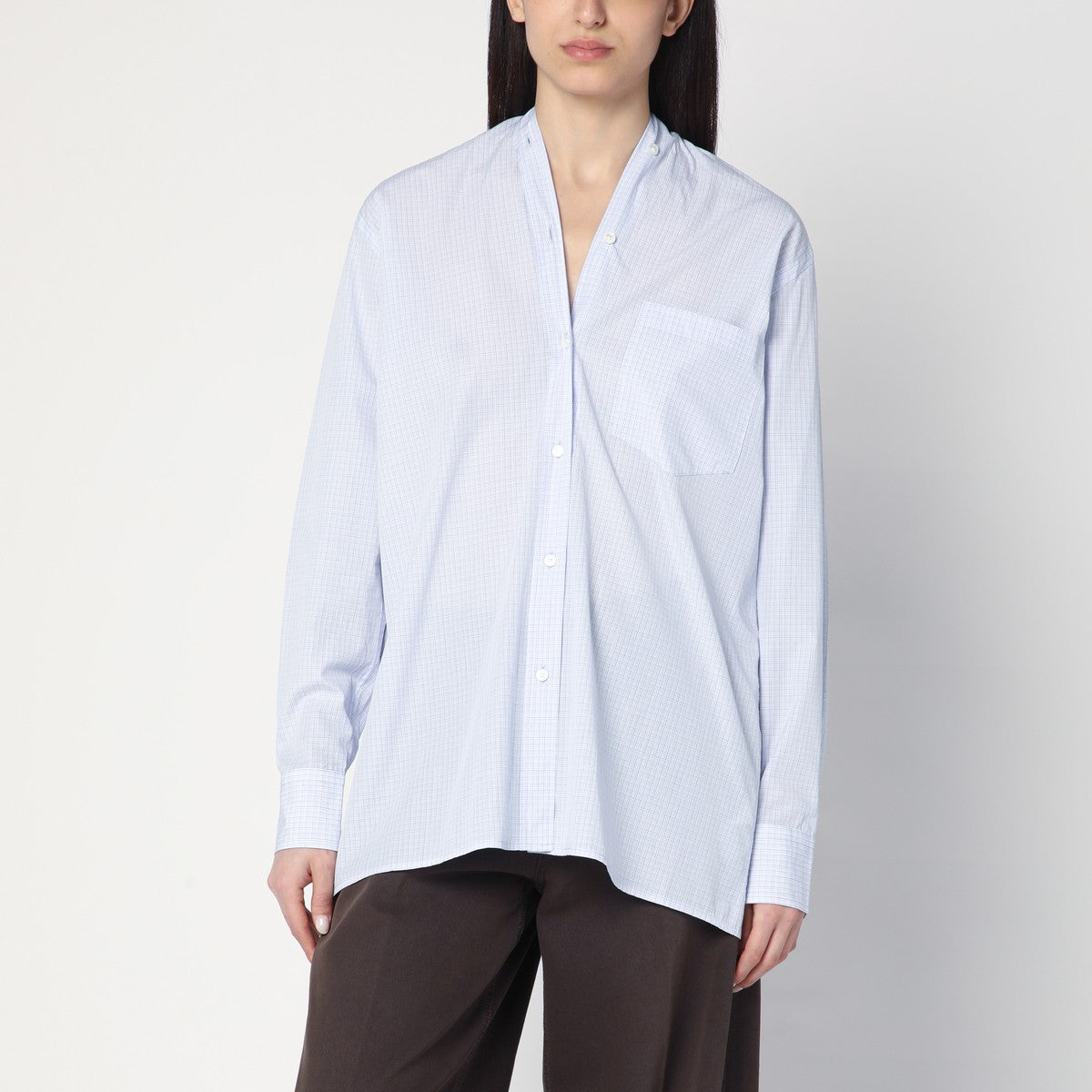 6397 Light blue checkered cotton shirt 6397