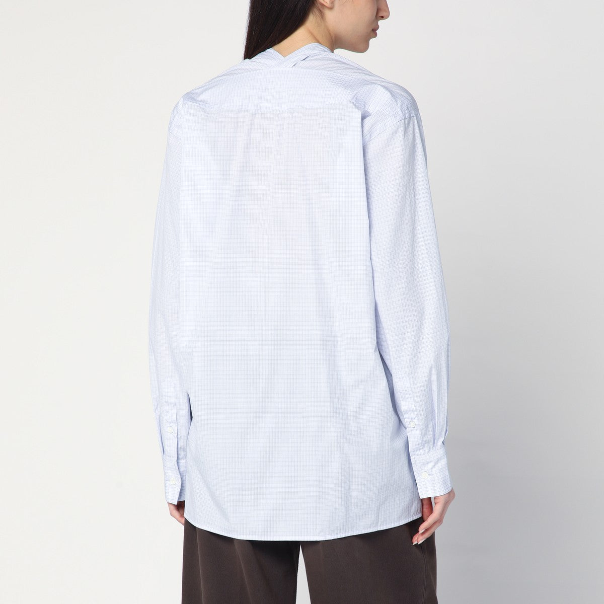 6397 Light blue checkered cotton shirt 6397