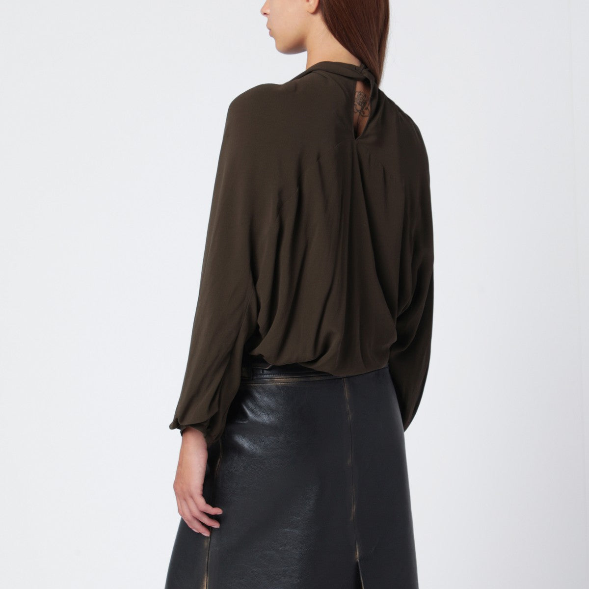 NAMACHEKO Black draped silk top NAMACHEKO