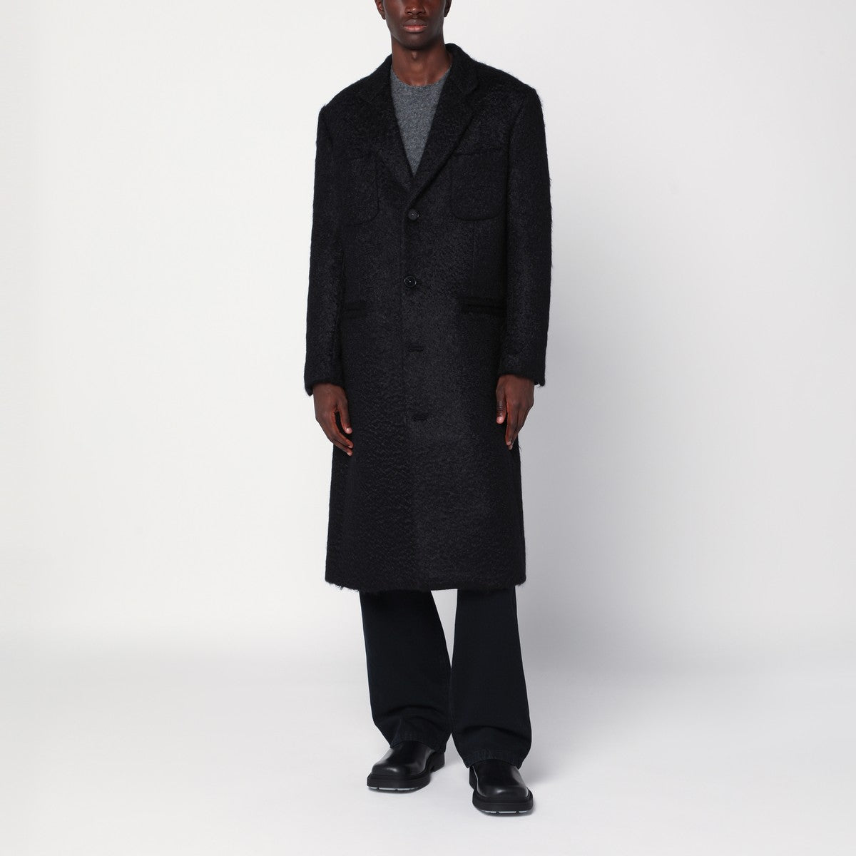 NAMACHEKO Black single-breasted wool coat NAMACHEKO