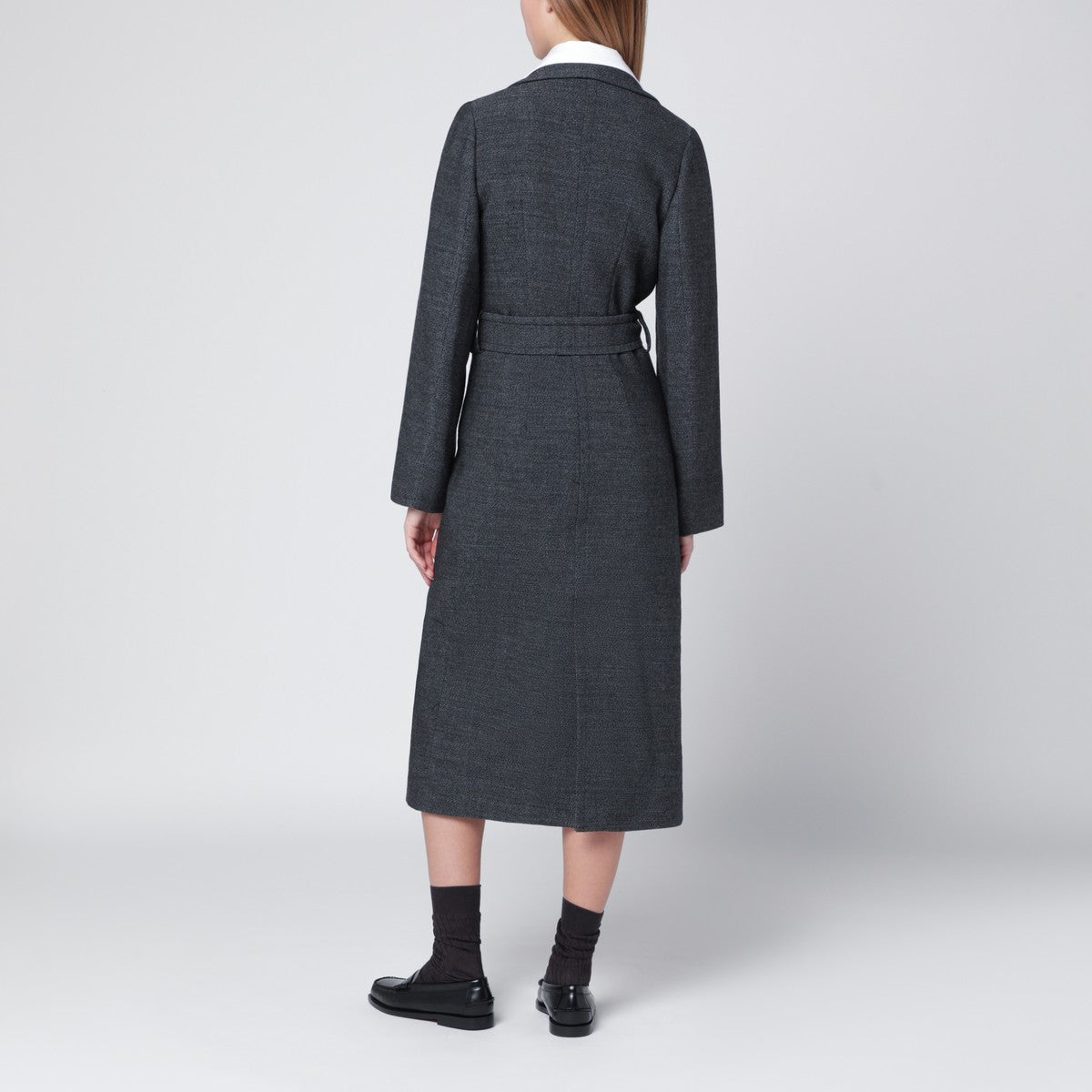 NAMACHEKO Grey wool coat with belt NAMACHEKO