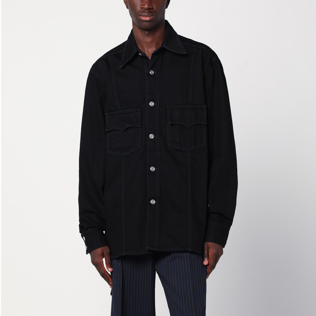 NAMACHEKO Black denim shirt jacket NAMACHEKO