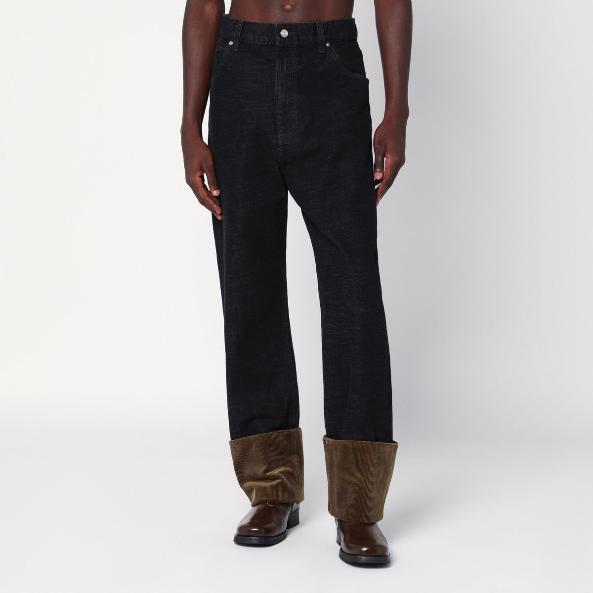NAMACHEKO Black jeans with velvet hem NAMACHEKO