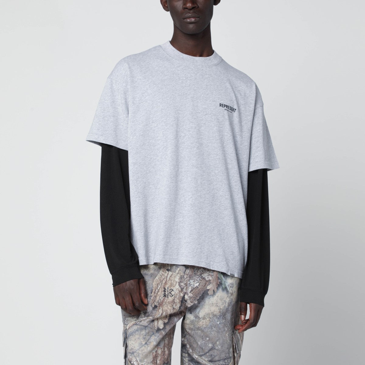 Represent Grey cotton T-shirt with logo Represent