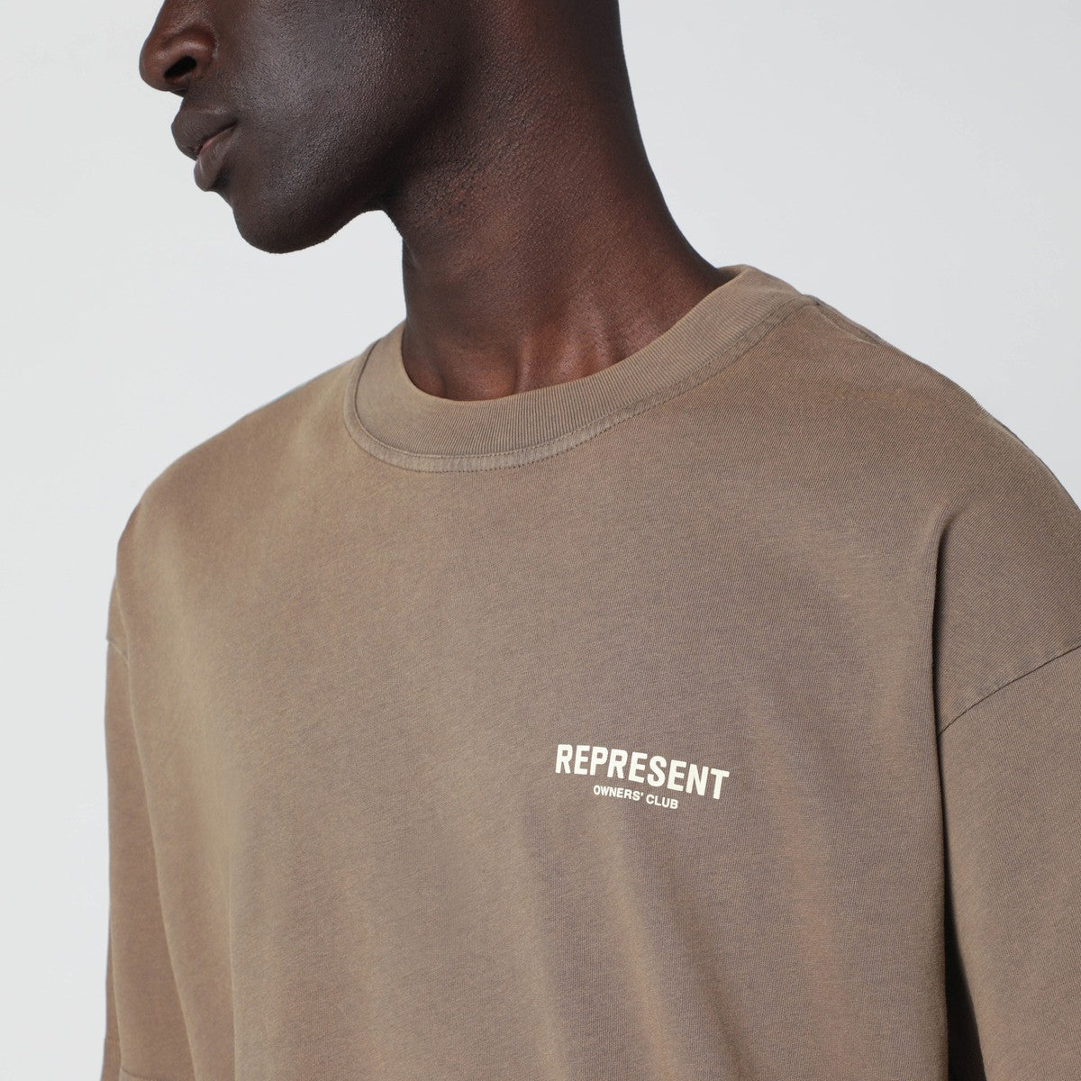 Represent Light brown cotton T-shirt with logo Represent