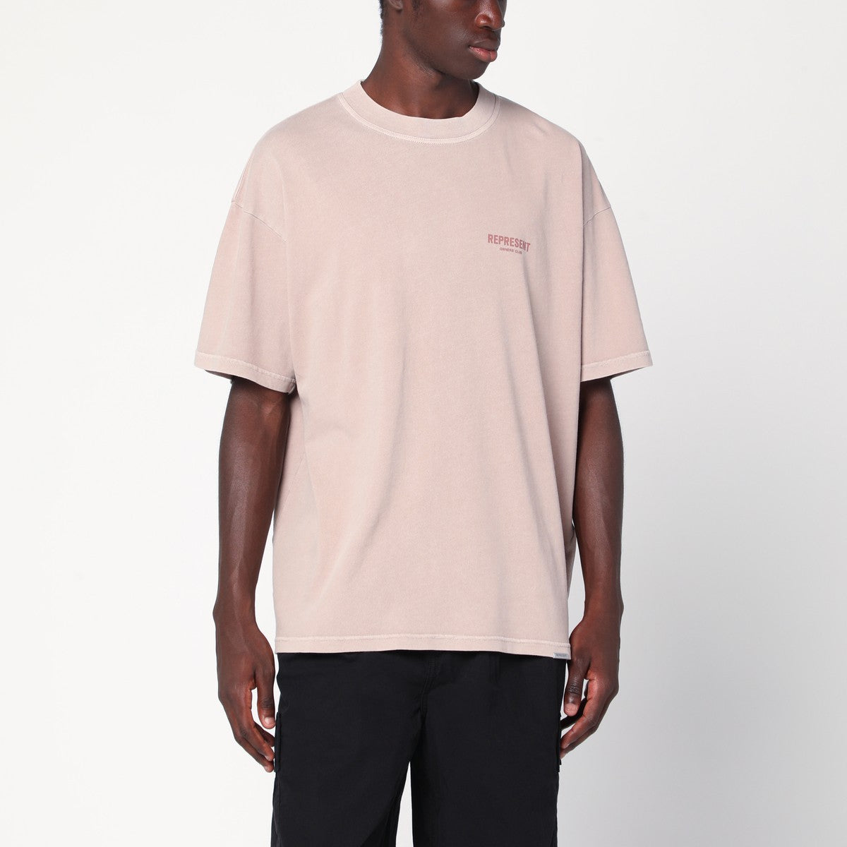 Represent Dusty mauve cotton T-shirt with logo Represent