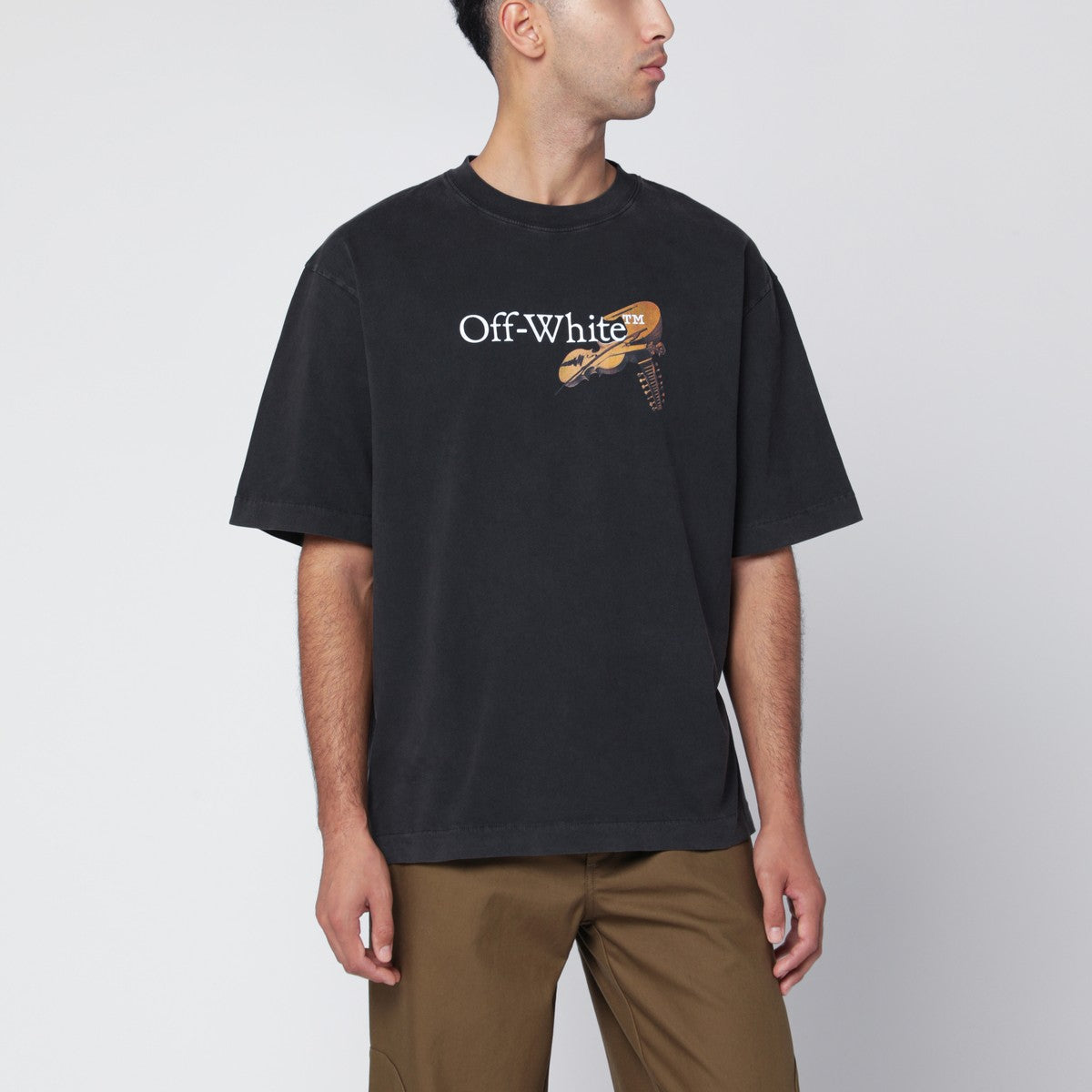 Off White Off-White™ Washed black Cupid Arrow Skate Logo T-shirt Off White