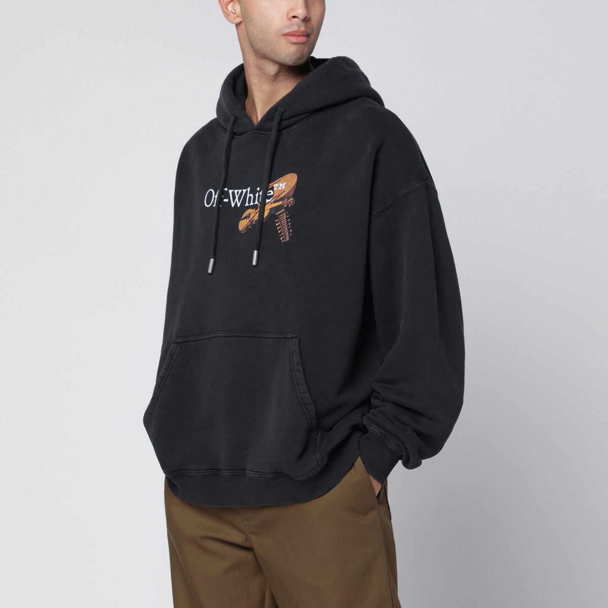 Off White Off-White™ Washed black Cupid Arrow Skate Logo hoodie Off White