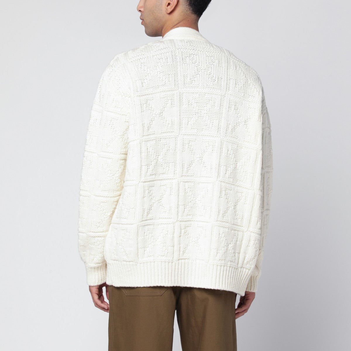 Off White Off-White™ Cream cardigan with Arrow motif intarsia Off White
