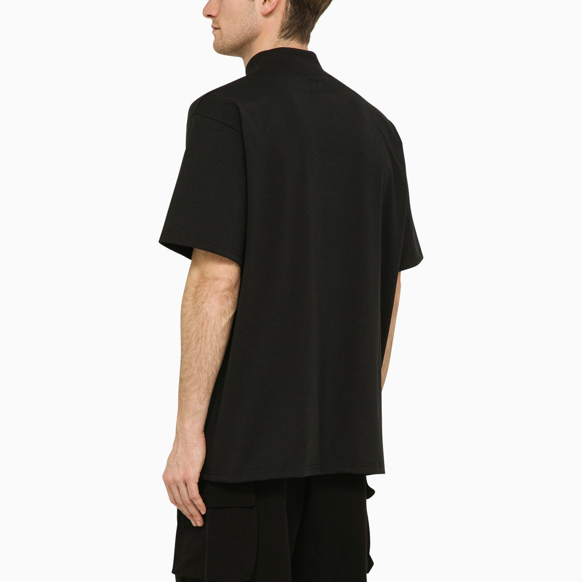 Needles Black stand-up collar t-shirt with embroidery Needles