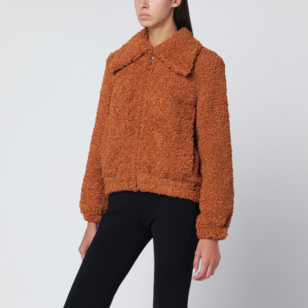 Patou Pumpkin-coloured faux fur bomber jacket Patou