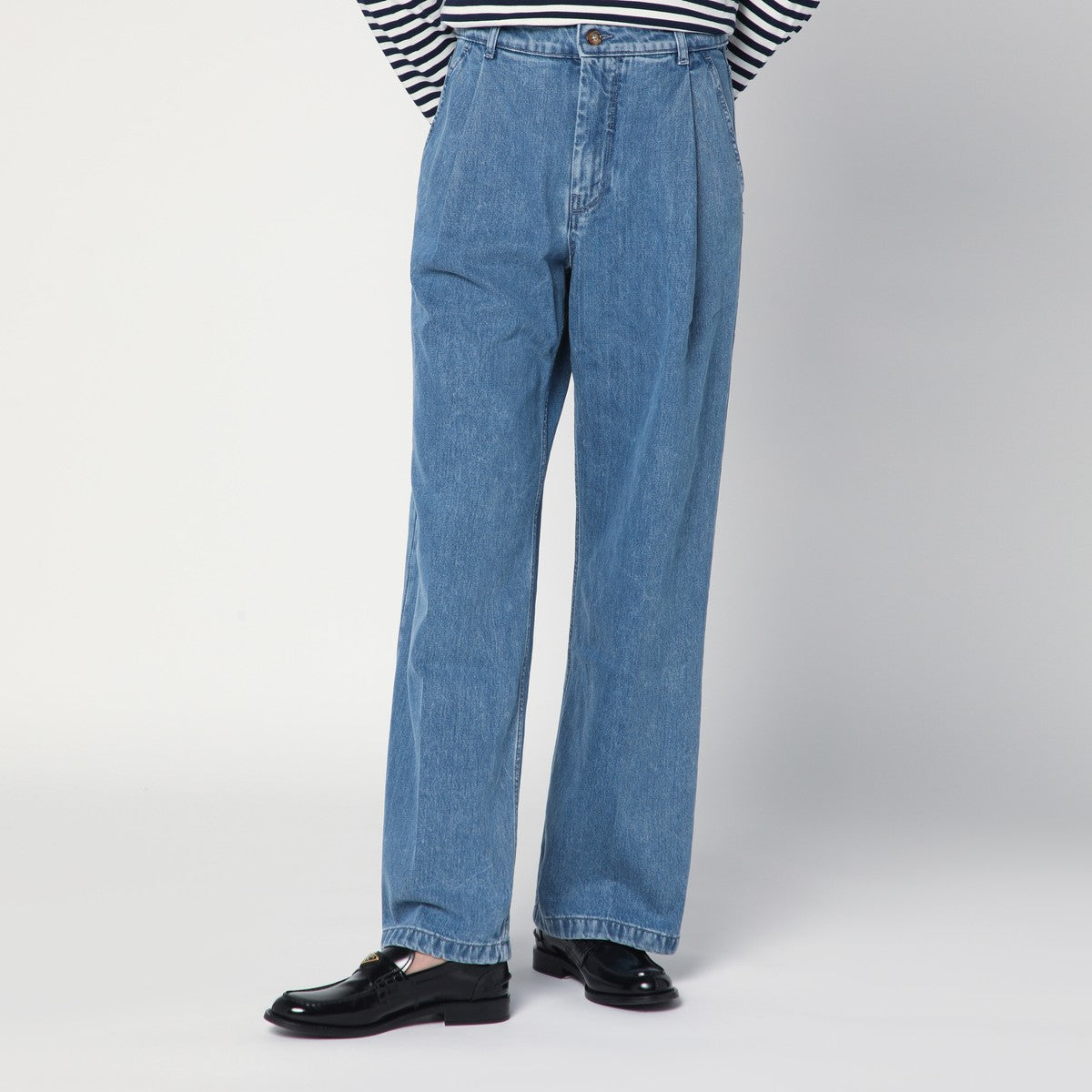 Maison Kitsuné Wide pleated blue jeans Maison Kitsuné