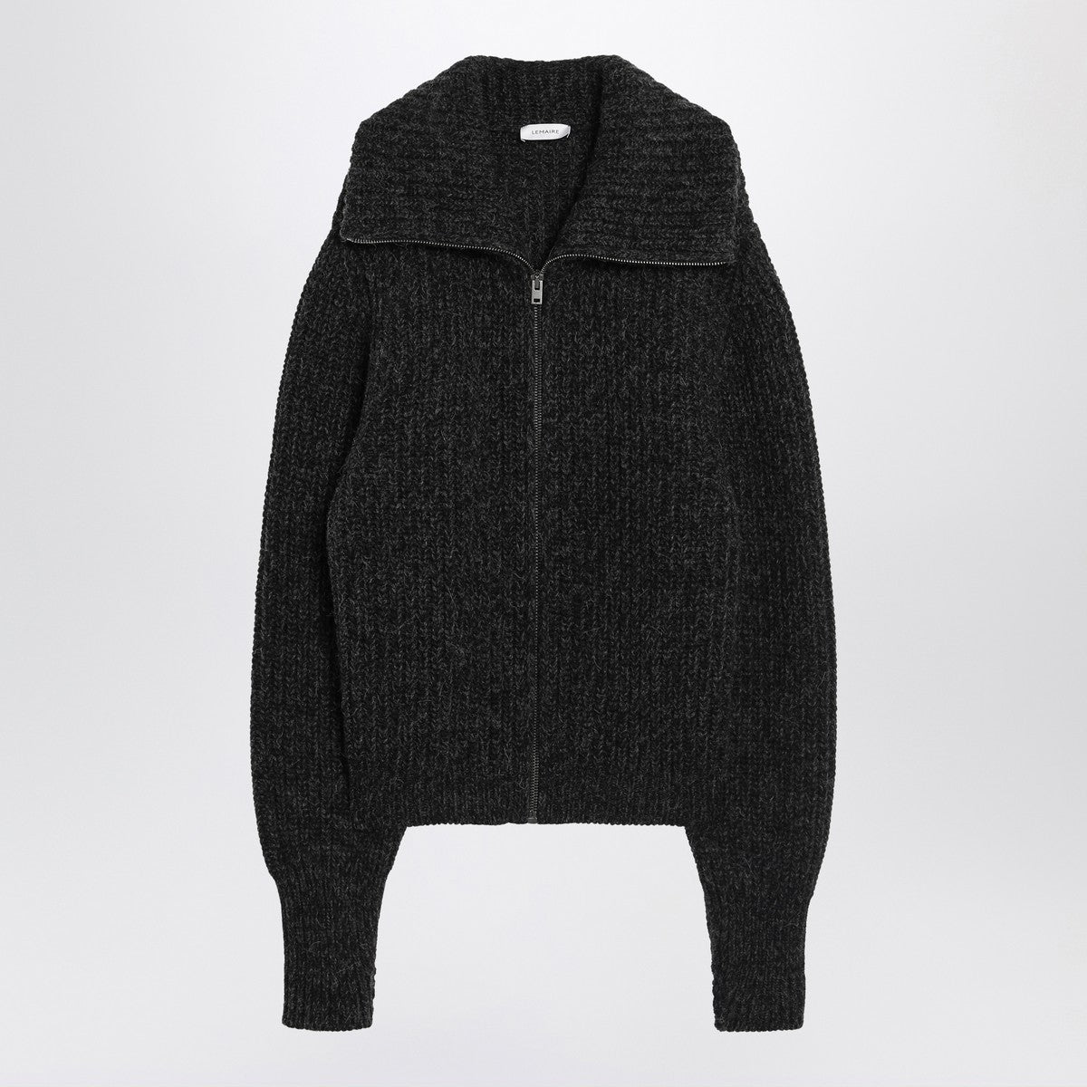 LEMAIRE Black/brown zip cardigan in alpaca blend Lemaire
