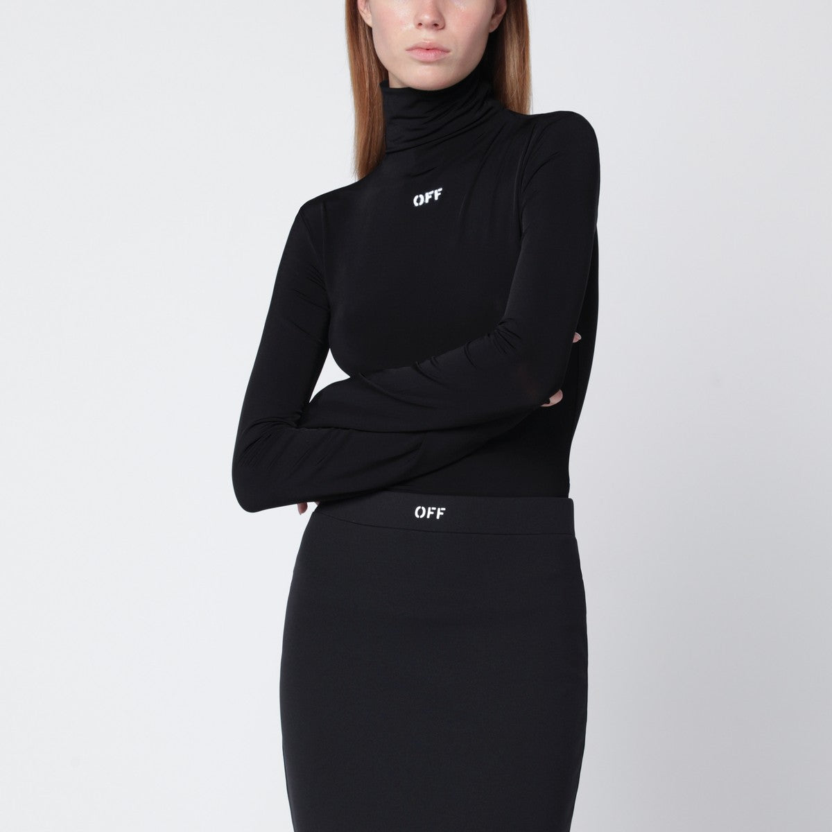 Off White Off-White™ Black turtleneck top with OFF logo Off White