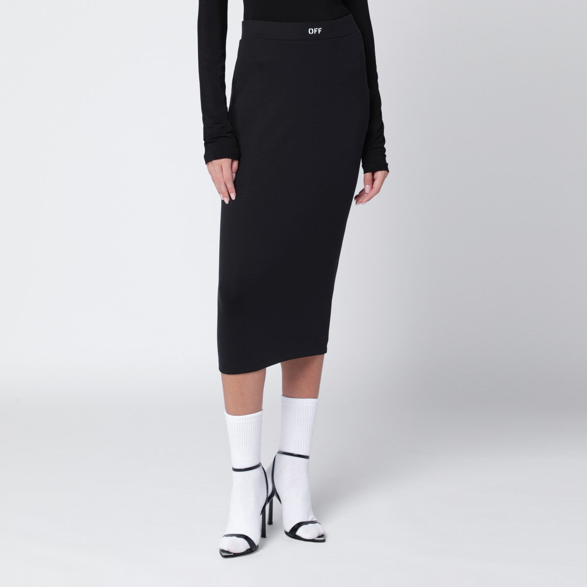 Off White Off-White™ Black pencil skirt with OFF logo Off White